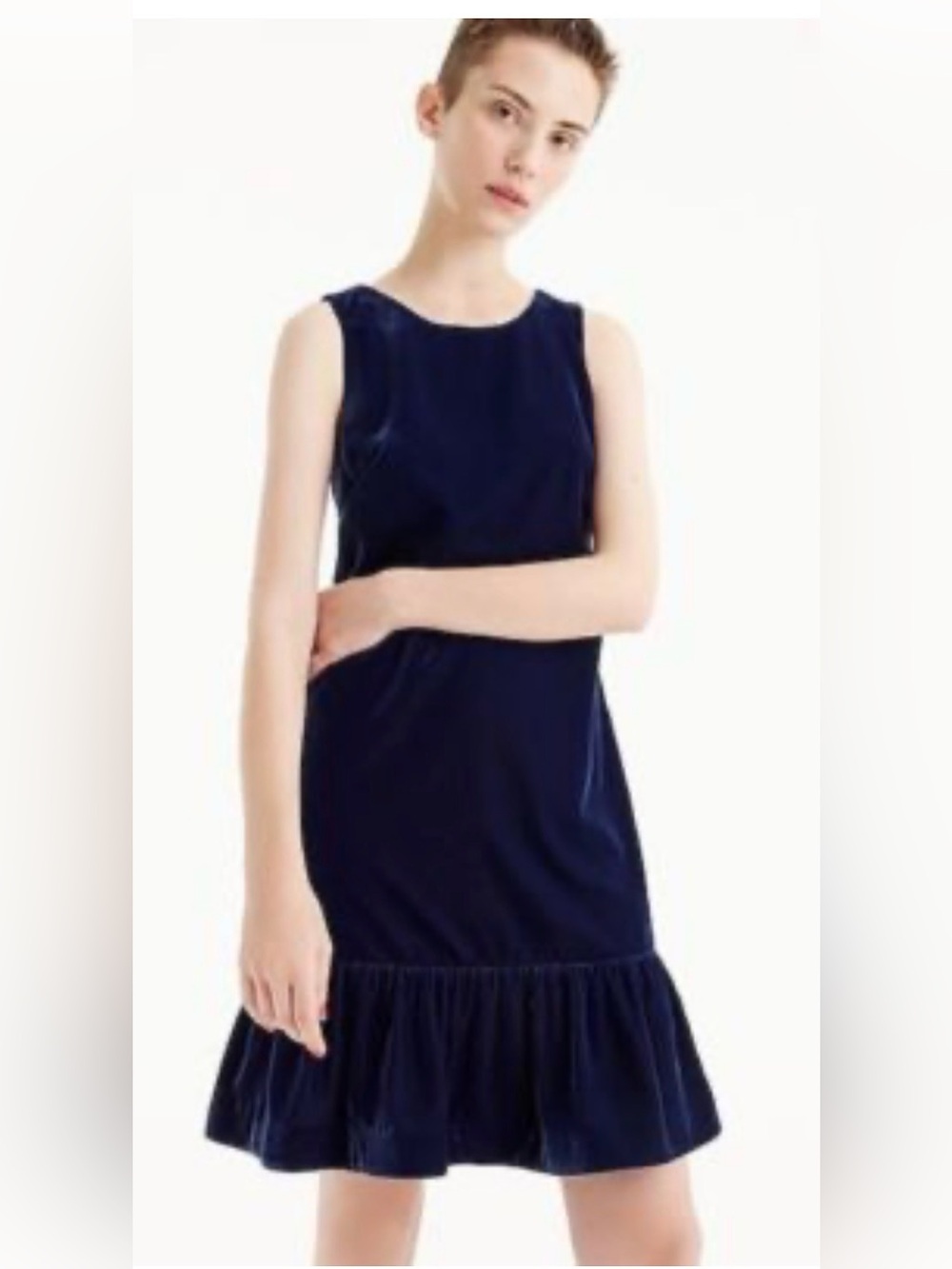 J Crew velvet navy holiday dress size 00 petite